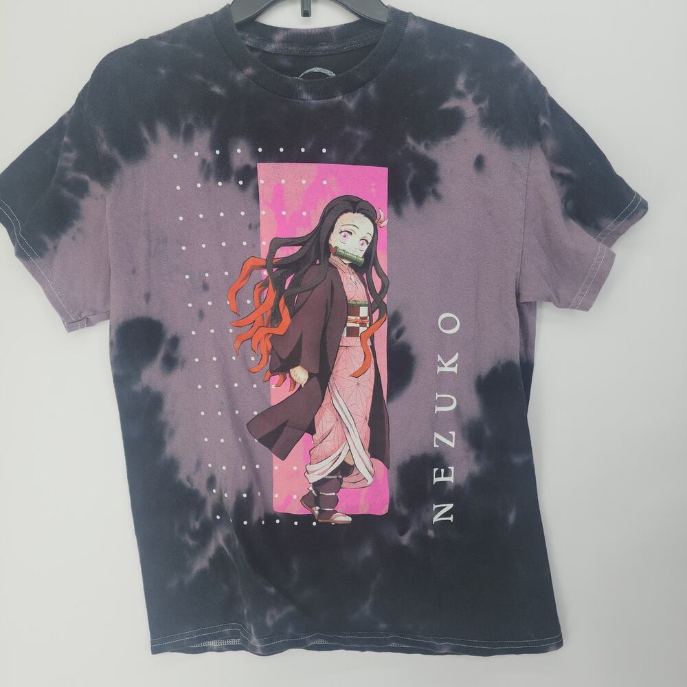 Demon Slayer Nezuko Kamado Tie-Dye T-Shirt Purple Black S